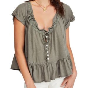 Free People Charlie Tee in Army Green